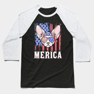 Merica Sphynx Cat American Flag Sunglasses Patriotic Baseball T-Shirt